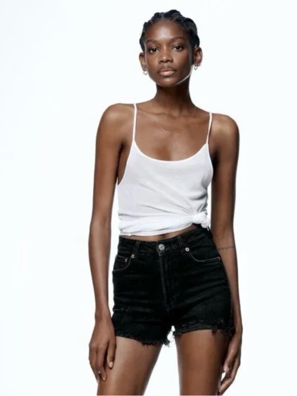 Zara Black High Rise Jean Shorts NWT Size 8